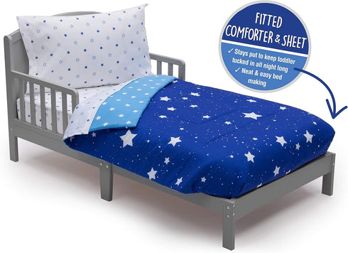4 Set 2-in-1 Delta Children Piece Toddler Bedding for Boys - Reversible Comforter - Includes Fitted Comforter to Keep