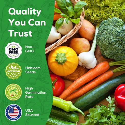 30 12,000+ Heirloom Vegetable Seeds for Planting, Garden Seeds - Non-GMO Vegetable, Herb, Fruit Seeds - Survival Seed