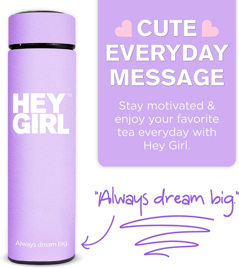 Hey Girl 450ml Tea Infuser Bottle, Insulated Stainless Steel Tumbler with Diffuser, Portable Travel Mug for Tea Lovers