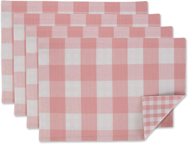 DII Pink Gingham Check Tabletop Collection, Placemat Set
