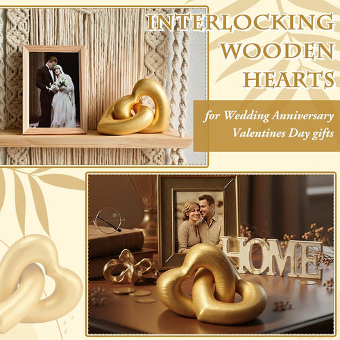 Colingmill Interlocking Wooden Hearts Keepsake Mom Gifts Handmade Wooden Heart Knot Decor Wedding Couple Birthday Gifts