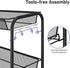 4-Tier 3 TOOLF Rolling Cart, Metal Utility Cart with Hooks, Easy Assemble Mobile Storage Trolley On Wheels, Metal