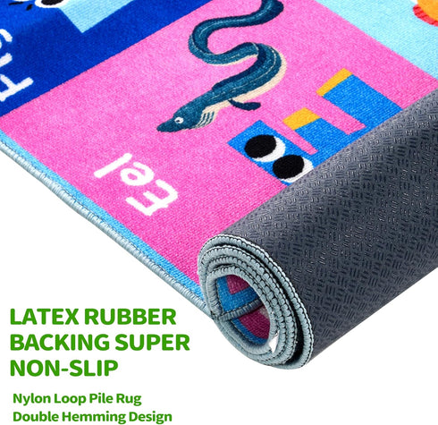 4x5 Safe(40"x60") Baby Play Mat for Floor, FT Non-Slip Nursery ABC Rug, Extra Thick Large Area Kids Rugs, Kids Mat