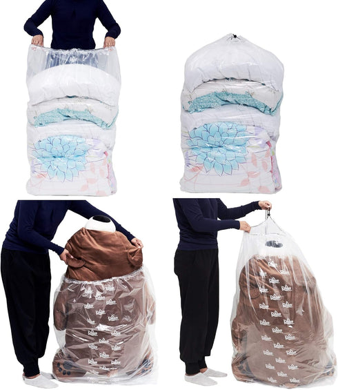 4 Pieces Dust Cover Big Plastic Drawstring Bags, Multi-Purpose for Storage and Organizing