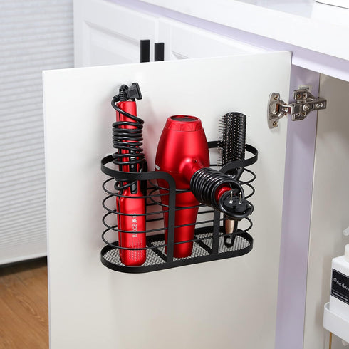 YIGII Hair Dryer Holder - Wall Mount Organizer for Bathroom, Adhesive Blow Dryer Holder for Hot Tools, Black