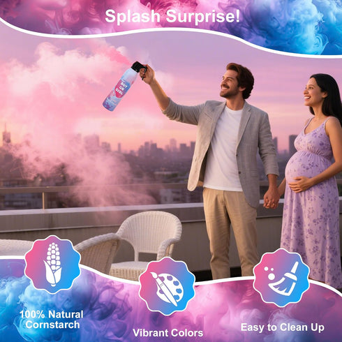 2 Packs, 10ft Large Gender Reveal Smoke Bombs Pink & Blue Biodegradable Powder Spray for Baby Boy or Girl Reveal