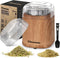 Herb Grinder Electric Spice Grinder, 200W with Stainless Steel Blade and Cleaning Brush, Compact Size, Wood Grain