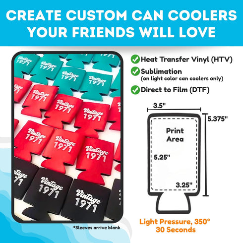 TahoeBay Slim Can Cooler Sleeves (12-Pack) for Skinny Tall Cans 12 Oz Bulk Thin Seltzer Fit Sublimation Blanks for