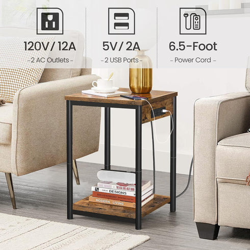 21.8H V1TB01BB025 (1 TUTOTAK Nightstand with Charging Station, End Table, Side Table with USB, Night Stand with Storage