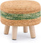 Handwoven Round Ottoman, Natural Water Hyacinth Outdoor Patio Pouf Seagrass Low Stool