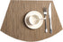 SHACOS Round Table Placemats Set of 4 - Wedge Shape Woven Vinyl Place Mats, Heat Resistant, Tan