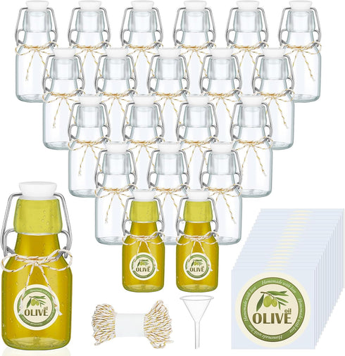 Queekay 20 Pack Mini Swing Top Glass Bottles for Vanilla Extract Homemade
