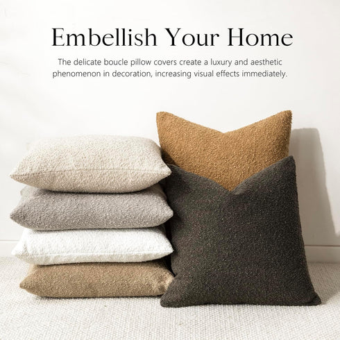 Cozy 12 20 Inch,Dark Foindtower Textured Boucle Throw Pillow Covers Accent Solid Lumbar Pillow Cases Soft Decorative