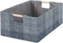 Collapsible Fabric Storage Bin Box - Cotton Linen Storage Cube with Wooden Handles, Medium Dark Gray Plaid Organizer