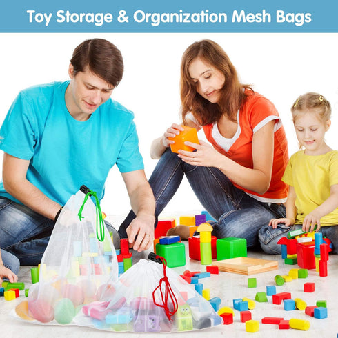 Frienda 20 Pieces Reusable Produce Bags - 5 Large, 8 Medium, 7 Small Mesh Pouch Toy Storage Bags for School Office