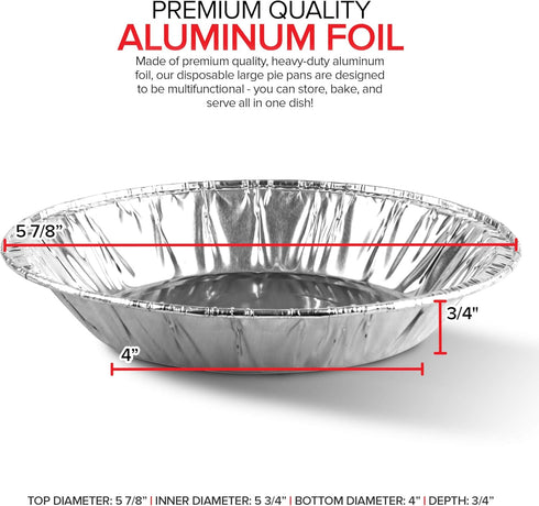 Stock Your Home 6 Inch Aluminum Foil Pie Pans, 50 Count Disposable Mini Pie Pans for Bakeries, Cafes, Restaurants