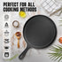 Cast Iron Round Griddle 10.5 Inch, Pre-Seasoned Pan with Heat-Resistant Handle for Indoor Outdoor Cooking