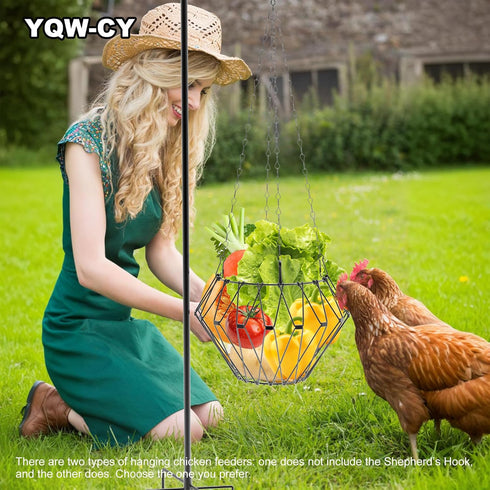 (1 Pack) Hanging Chicken Feeder, Foldable Chicken Vegetable Fruits Feeder, Poultry Feeding Holder Basket with Hanging