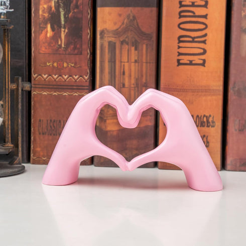 Small Heart Hands Sculpture Decor for Living Room Bedroom Bookshelf Coffe Table and Office Display, Love Finger Statue