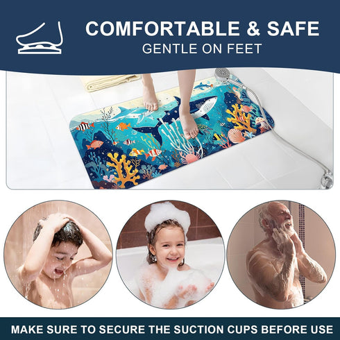 40"x16" XIYUNTE Baby Bath Mat for Tub Non Slip Kids Bath Mat - Extra Long Bathtub Mat Non Slip Kids, Eco-Friendly