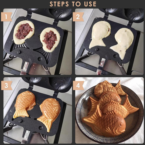 MAOPINER Taiyaki Fish Shape Cake Pan, Waffle Cake Maker for Home DIY Cooking Party Dessert