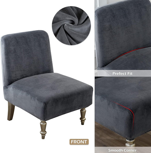 2 Armless Armless Leorate Pcs Velvet Chair Slipcover, High Stretch Slipper Chair Cover, Removable & Washable Accent