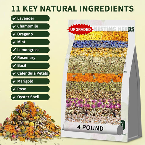 64 oz 11 BGraceyy Chicken Nesting Herbs Natural Dried Herb Blend with Marigold for Chicken Coop & Roost Refresh