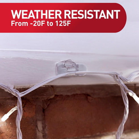 Command 20 24 Command Outdoor Light Clips, Clear Clips and Strips, Damage-Free Hanging Outdoor Light Clips with Weather