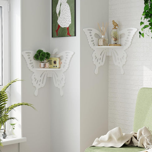 Butterfly Corner Shelf Nursery Wall Deor Floating Corner Shelf for Kids Room, Small Cute Decorative Shelf Wall Mounted