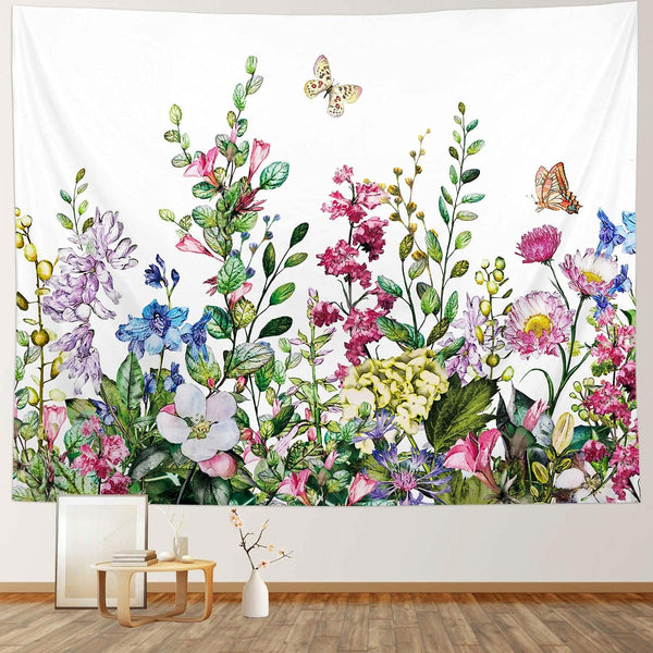 RosieLily Floral Tapestry, Colorful Plant Wildflower Nature Wall Hanging, 59" x 79" Vintage Tapestry