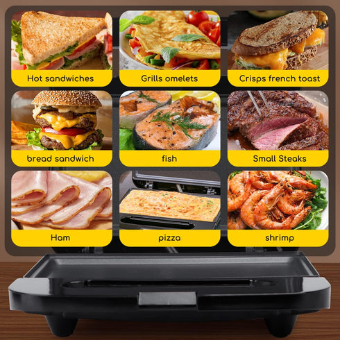 Aigostar Sandwich Maker, Non-Stick Panini Press, Breakfast Grilled Cheese Maker, Stainless Steel Tostadora de Pan