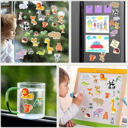 MARFOREVER 50 PCS Jungle Animals Window Gel Clings Stickers Removable and Reusable Window Clings Decals Thick Gel Clings for Adults Kids Classroom Nursery Home Zoo Animals Party Supplies Decorations by MARFOREVER