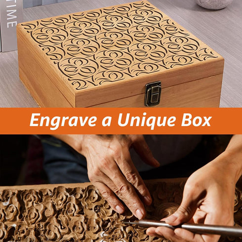 Wooden Box with Hinged Lid, Large Storage Container Keepsake Box for DIY Crafts, Jewelry, Home Storage