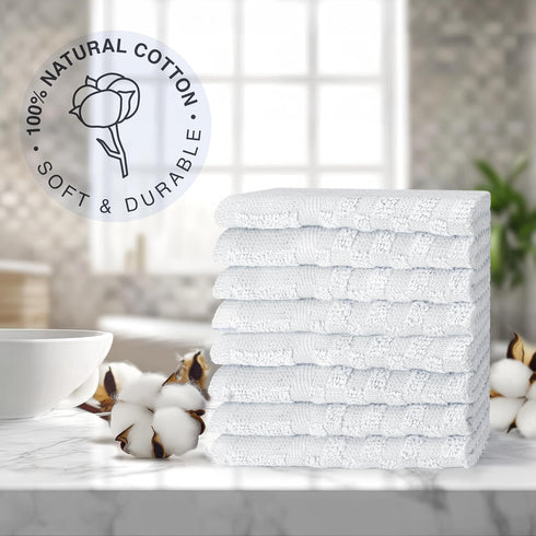 8 Pack 100% 12 12 inch (8 Pack) DecorRack Cotton Wash Cloth, Luxurious Soft, x Ultra Absorbent Jacquard Towels, Machine