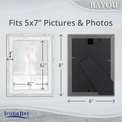 Icona Bay 5x7 Picture Frames, Cloudy White, 3 Pack, Cape Cod Style, Table Top or Wall Mount