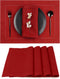 D'Moksha Homes Red Linen Placemats, Set of 4 Classic Hemstitch 14 x 19 Inch, 100% Pure Linen Table Mats