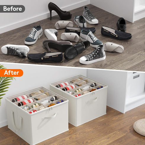 Closet, 12-16 1 Pack Lifewit Shoe Storage Organizer for Fabric Large Shoe Box Storage Containers with Clear Cover