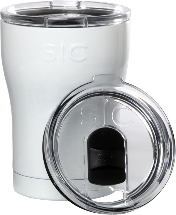 Seriously Ice Cold SIC 12oz Insulated Travel Tumbler Mug, Ice White, Premium Double Wall Stainless Steel, Leak Proof
