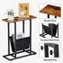 SUPER DEAL Side Table with Magazine Holder Sling, Narrow End Table Slim Nightstand Wood Look Accent Table with Metal