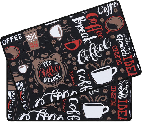 SHACOS Coffee Mat 2pcs, 12x19 Inch Absorbent Non-Slip Rubber Coffee Bar Mats for Countertop Accessories