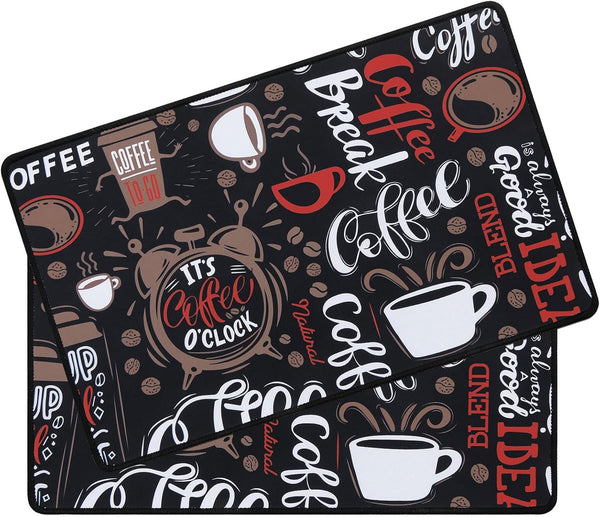 SHACOS Coffee Mat 2pcs, 12x19 Inch Absorbent Non-Slip Rubber Coffee Bar Mats for Countertop Accessories