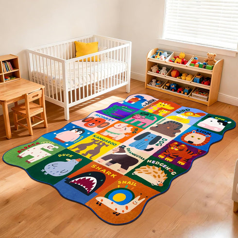 Ythropon Playroom,4x6 Kids Rugs for Feet Upgrade Ultra Non Slip Area Rug, Washable Play Mat Rug Cute Animal Carpet