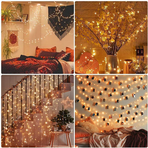 6 Pack 13FT 40LED Fairy Lights Battery Operated with Timer Silver Wire Mini Waterproof Cuttable Twinkle Christmas