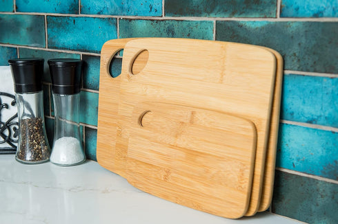 Lipper International Bamboo Wood Thin Cutting Board with Oval Hole, Assorted Sizes, Set of 3