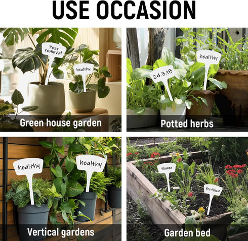 Yuanling Plant Labels, 60 Pack Large Plastic T-type Waterproof Garden Markers with Marker Pen