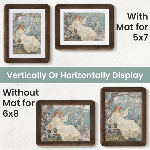 6x8 6x8 5x7 6 8 Picture Frame, Solid Natural Walnut Wood Photo Frame with Tempered Glass, Wood Picture Frame with Mat