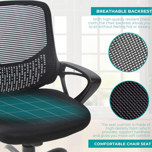 Ergonomic Office Chair, Mid Back Mesh Desk Chair with Lumbar Support, Rolling Swivel Computer Chair