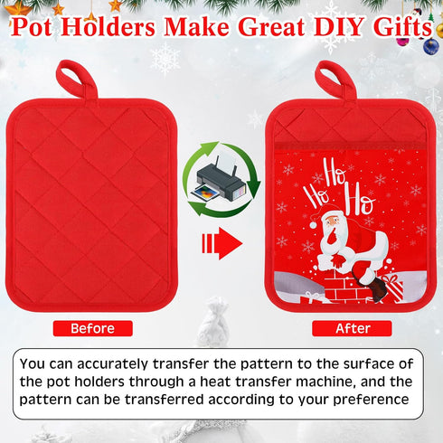 20 7x9'' Hoolerry Pieces Pot Holders with Pocket Sublimation Cotton Oven Pot Holders Bulk with Hanging Loops Pads