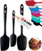 DI ORO Silicone Spatula Set, 3pc, Rubber Kitchen Spatulas for Baking, Cooking, & Mixing, Black