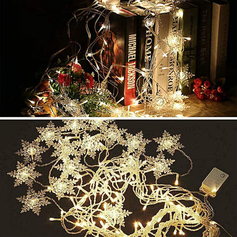 Aprjv 96 String Lights LED Curtain Light, LED Fairy Hanging String Lights Waterproof Christmas Snowflake Lights